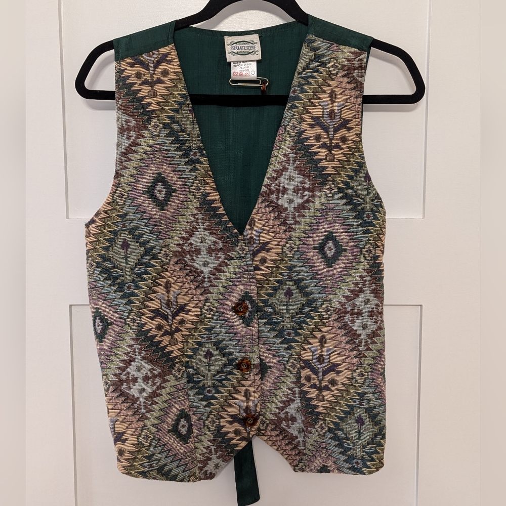Vintage 80s Tapestry Print Vest
